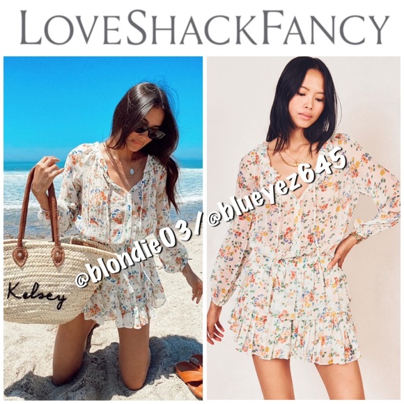 LoveShackFancy popover dress in floral confetti XS